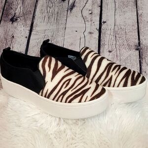 Aldo Faux Fur Zebra Print Slip-On Sneakers Size 8.5 NWOT